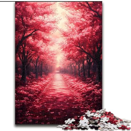 1000-teiliges Puzzle „Cherry Blossom Road“, 1000 Teile, für Erwachsene, interaktives Familienspiel, Gehirn-Herausforderungsgeschenk, 26x38cm von ZKYUBEK