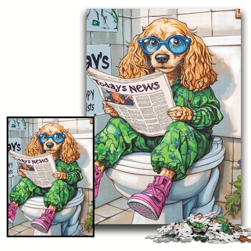1000-teiliges Puzzle „Cocker Spaniel Go Toilet“, Holzpuzzle für Erwachsene, 50x75cm, für Heimdekoration, Gehirntraining 1000-teiliges Puzzle „Cocker Spaniel Go Toilet“, Holzpuzzle für Erwachsene, 50x75cm, für Heimdekoration, Gehirntraining von ZKYUBEK
