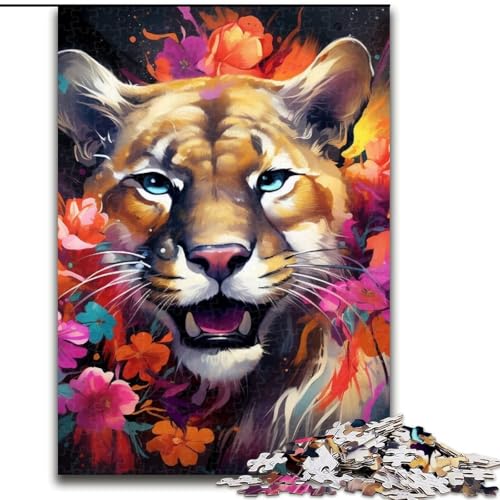 1000-teiliges Puzzle „Cougar Flowers“, Holzpuzzle, Größe 50x75cm, kompliziertes Design für Teenager, DIY-Dekor und gehirnfördernder Spaß 1000-teiliges Puzzle „Cougar Flowers“, Holzpuzzle, Größe 50x75cm, kompliziertes Design für Teenager, DIY-Dekor und gehirnfördernder Spaß von ZKYUBEK