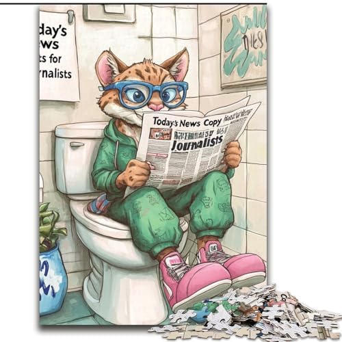 1000-teiliges Puzzle „Cougar Go Toilet“, unmögliches Puzzle für Erwachsene, Größe 26x38cm, hochschwieriges Denkspiel für Teenager von ZKYUBEK