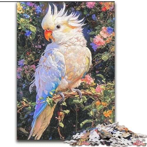 1000-teiliges Puzzle „Dschungel, weißer Papagei“, unmögliches Puzzle für Erwachsene, 50x75cm, für Feiertage, Geburtstage und Spieleabende mit der Familie von ZKYUBEK