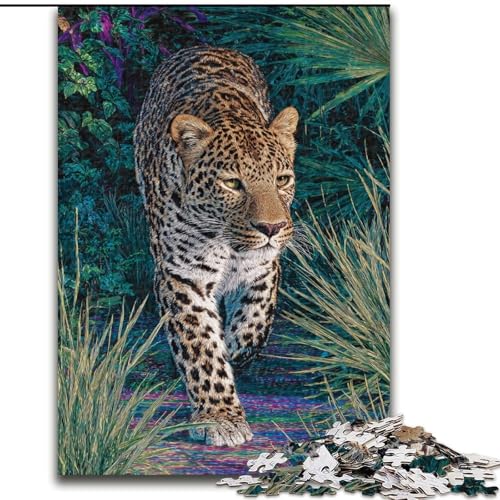 1000-teiliges Puzzle „Dschungelleopard“, Holzpuzzle, 50x75cm, anspruchsvolles Denkspiel – entspannendes Spielzeug für Teenager von ZKYUBEK