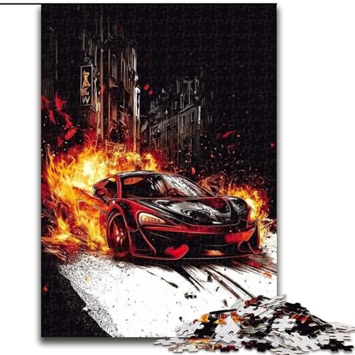1000-teiliges Puzzle „Flammen-Sportwagen“ aus Holz, Puzzle für Erwachsene, 26x38cm, anspruchsvolles DIY-Denkspiel für Jugendliche 1000-teiliges Puzzle „Flammen-Sportwagen“ aus Holz, Puzzle für Erwachsene, 26x38cm, anspruchsvolles DIY-Denkspiel für Jugendliche von ZKYUBEK
