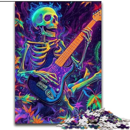 1000-teiliges Puzzle „Gitarre spielendes Skelett“, schwierige Puzzles für Erwachsene, perfekt für Teenager und Familienspaß, Geburtstag, 26x38cm von ZKYUBEK