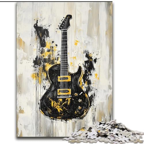 1000-teiliges Puzzle „Goldene Gitarre“, 26x38cm, anspruchsvolles DIY-Denkspiel, perfektes Familienspiel oder dekoratives Geschenk von ZKYUBEK
