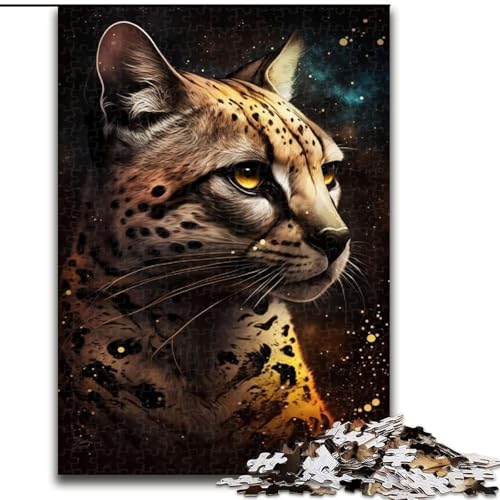 1000-teiliges Puzzle „Goldener Ozelot“, Größe 50x75cm, perfekt für die Heimdekoration, Geburtstage, Feiertage und Geschenke von ZKYUBEK