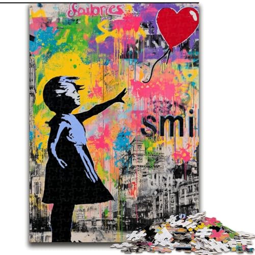 1000-teiliges Puzzle „Graffiti-Mädchen“, Holzpuzzle für Erwachsene, 26x38cm, anspruchsvolles DIY-Denkspiel für Teenager von ZKYUBEK