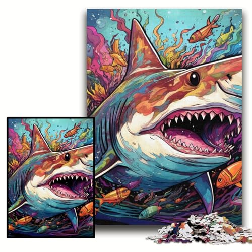 1000-teiliges Puzzle „Hai“, Holzpuzzle für Erwachsene, 50x75cm, für Heimdekoration, Gehirntraining 1000-teiliges Puzzle „Hai“, Holzpuzzle für Erwachsene, 50x75cm, für Heimdekoration, Gehirntraining von ZKYUBEK