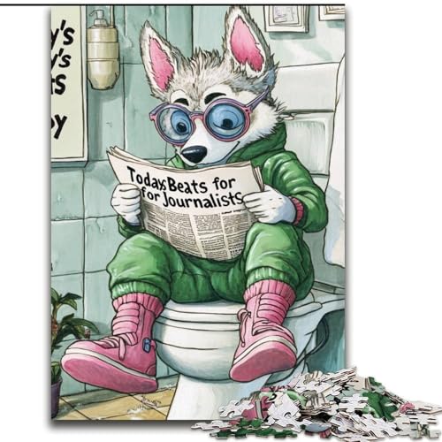 1000-teiliges Puzzle „Husky Go Toilet“, Puzzle für Erwachsene, Größe 50x75cm, Denksportspiel für Teenager 1000-teiliges Puzzle „Husky Go Toilet“, Puzzle für Erwachsene, Größe 50x75cm, Denksportspiel für Teenager von ZKYUBEK