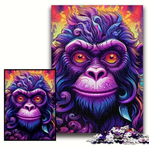 1000-teiliges Puzzle „Lila AFFE“, Holzpuzzle, 50x75cm, Gehirn-Herausforderung, Geschenk, pädagogische Aktivität für Teenager 1000-teiliges Puzzle „Lila AFFE“, Holzpuzzle, 50x75cm, Gehirn-Herausforderung, Geschenk, pädagogische Aktivität für Teenager von ZKYUBEK
