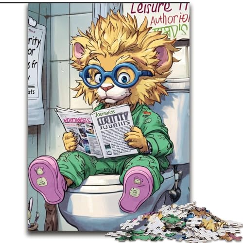 1000-teiliges Puzzle „Lion Go Toilet“, Holzpuzzle für Erwachsene, Größe 50x75cm, perfekt für Familienfeiern, Geburtstage, Feiertage 1000-teiliges Puzzle „Lion Go Toilet“, Holzpuzzle für Erwachsene, Größe 50x75cm, perfekt für Familienfeiern, Geburtstage, Feiertage von ZKYUBEK