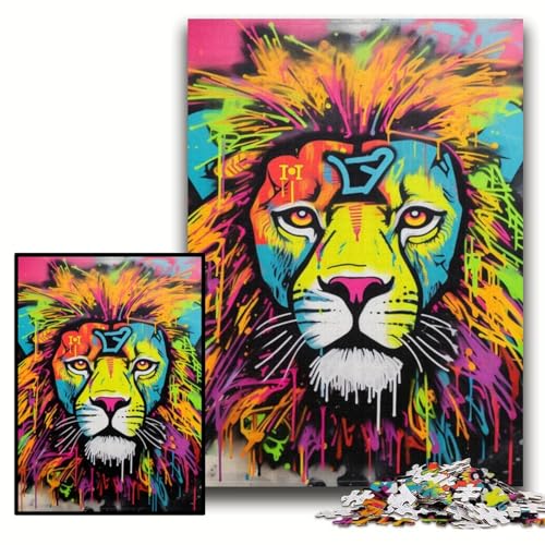 1000-teiliges Puzzle „Löwen-Graffiti-Kunst“, Holzpuzzle, 50x75cm, Halloween, Weihnachten, Geburtstag 1000-teiliges Puzzle „Löwen-Graffiti-Kunst“, Holzpuzzle, 50x75cm, Halloween, Weihnachten, Geburtstag von ZKYUBEK