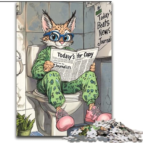 1000-teiliges Puzzle „Lynx Go Toilet“, Karton, Puzzlegröße 26x38cm, Teenager, Paare und Freunde zum Geburtstag, zu Weihnachten von ZKYUBEK