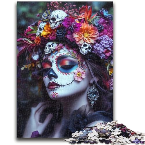 1000-teiliges Puzzle „Mexikanische Totenkopfmädchen“, anspruchsvolles Spiel und Familienspiel mit passendem Poster und Quizblatt, 50x75cm von ZKYUBEK