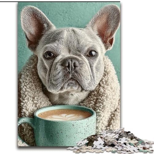 1000-teiliges Puzzle „Mops trinkt Kaffee“, Holzpuzzle für Erwachsene, 26x38cm, anspruchsvolles DIY-Denkspiel für Teenager 1000-teiliges Puzzle „Mops trinkt Kaffee“, Holzpuzzle für Erwachsene, 26x38cm, anspruchsvolles DIY-Denkspiel für Teenager von ZKYUBEK