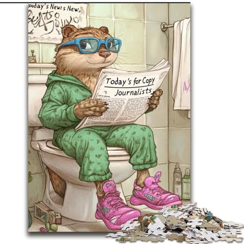 1000-teiliges Puzzle „Otter Go Toilet“, Papppuzzle für Erwachsene, Größe 26x38cm, perfekt für Familienfeiern, Geburtstage, Feiertage von ZKYUBEK