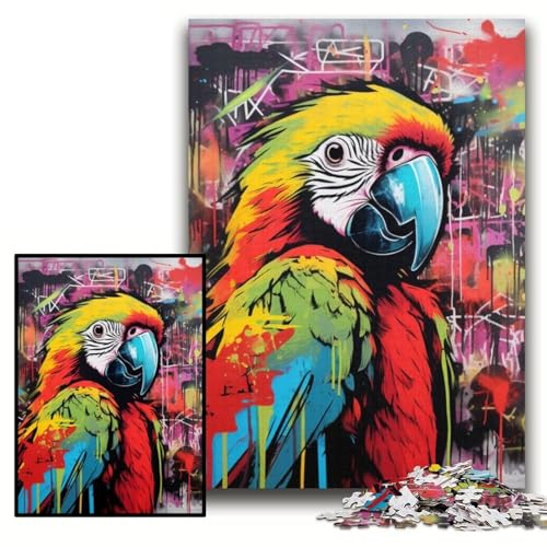 1000-teiliges Puzzle „Papagei-Graffiti-Malerei“, Kartonpuzzle für Erwachsene, 26x38cm, Muttertag, Geburtstag, Weihnachten 1000-teiliges Puzzle „Papagei-Graffiti-Malerei“, Kartonpuzzle für Erwachsene, 26x38cm, Muttertag, Geburtstag, Weihnachten von ZKYUBEK