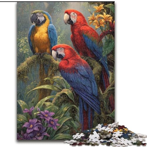 1000-teiliges Puzzle „Papageien und Hänflinge“ aus Pappe, 26x38cm, anspruchsvolles DIY-Dekorationsspiel, interaktives Familienspielzeug von ZKYUBEK