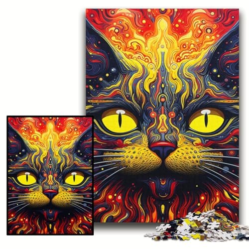 1000-teiliges Puzzle „Psychedelische Katze“, Holzpuzzle für Erwachsene, 50x75cm, für Heimdekoration, Gehirntraining 1000-teiliges Puzzle „Psychedelische Katze“, Holzpuzzle für Erwachsene, 50x75cm, für Heimdekoration, Gehirntraining von ZKYUBEK