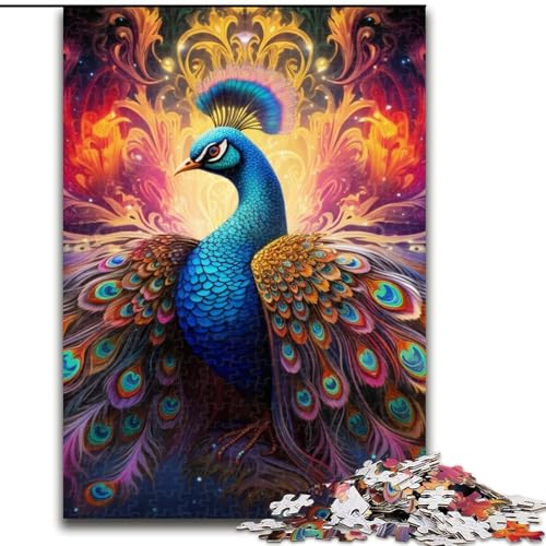 1000-teiliges Puzzle „Psychedelischer Pfau“, Papppuzzle, Größe 26x38cm, anspruchsvolles Denkspiel für Teenager, Spaß für den Spieleabend mit der Familie von ZKYUBEK