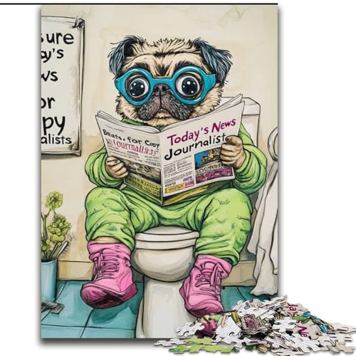 1000-teiliges Puzzle „Pug Go Toilet“, Holzpuzzle für Erwachsene, Größe 50x75cm, perfekt für Familienfeiern, Geburtstage, Feiertage 1000-teiliges Puzzle „Pug Go Toilet“, Holzpuzzle für Erwachsene, Größe 50x75cm, perfekt für Familienfeiern, Geburtstage, Feiertage von ZKYUBEK