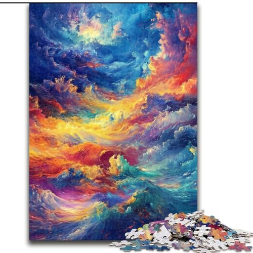 1000-teiliges Puzzle „Regenbogenwolke“ aus Holz, 50x75cm, anspruchsvolles Denkspiel – entspannendes Spielzeug für Teenager von ZKYUBEK