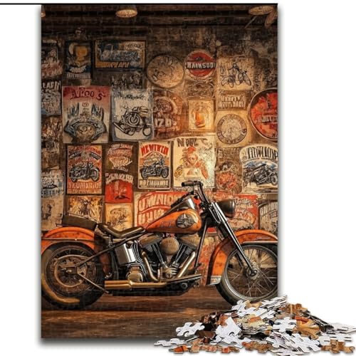 1000-teiliges Puzzle „Retro-Motorrad“ für Erwachsene, 50x75cm, anspruchsvolles Denkspiel für Teenager, Spaß für den Spieleabend mit der Familie von ZKYUBEK