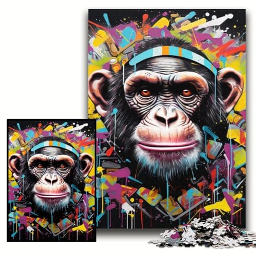 1000-teiliges Puzzle „Schimpansen-Graffiti“, Holzpuzzle, 50x75cm, perfekt als Halloween-, Weihnachts- und Geburtstagsgeschenk 1000-teiliges Puzzle „Schimpansen-Graffiti“, Holzpuzzle, 50x75cm, perfekt als Halloween-, Weihnachts- und Geburtstagsgeschenk von ZKYUBEK