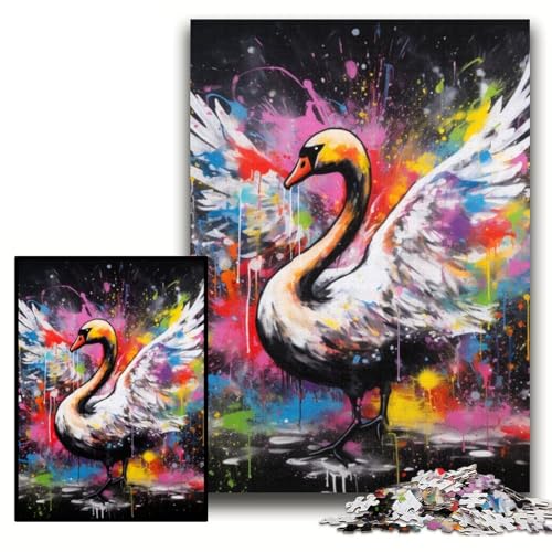 1000-teiliges Puzzle „Schwanen-Graffiti-Gemälde“, unmögliches Puzzle für Erwachsene, 26x38cm, für Teenager und Familien, perfekte DIY-Dekoration und knifflige Herausforderung 1000-teiliges Puzzle „Schwanen-Graffiti-Gemälde“, unmögliches Puzzle für Erwachsene, 26x38cm, für Teenager und Familien, perfekte DIY-Dekoration und knifflige Herausforderung von ZKYUBEK