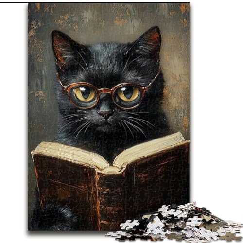 1000-teiliges Puzzle „Schwarze Katze liest“, Papppuzzle, 26x38cm, anspruchsvolles Denkspiel – entspannendes Spielzeug für Teenager 1000-teiliges Puzzle „Schwarze Katze liest“, Papppuzzle, 26x38cm, anspruchsvolles Denkspiel – entspannendes Spielzeug für Teenager von ZKYUBEK