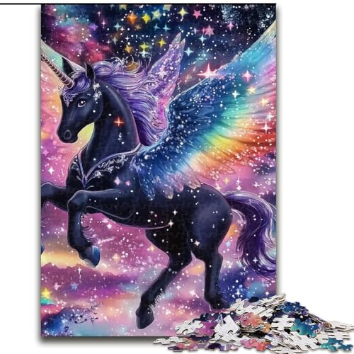 1000-teiliges Puzzle „Schwarzes Einhorn“ aus Holz für Erwachsene, 50x75cm, anspruchsvolles DIY-Denkspiel für Teenager von ZKYUBEK