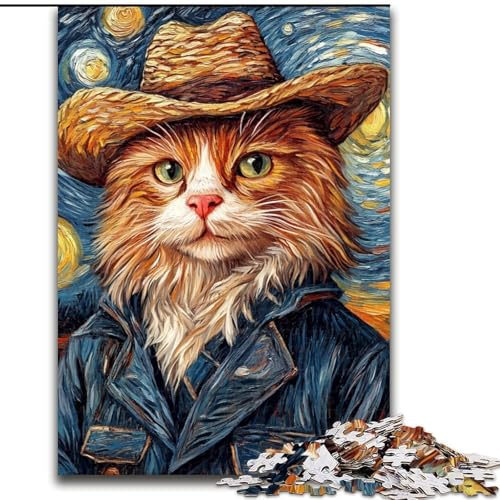 1000-teiliges Puzzle „Van Gogh-Katze“, Kartonpuzzle, Größe 26x38cm, anspruchsvolles Denkspiel für Teenager, Spaß für den Spieleabend mit der Familie von ZKYUBEK