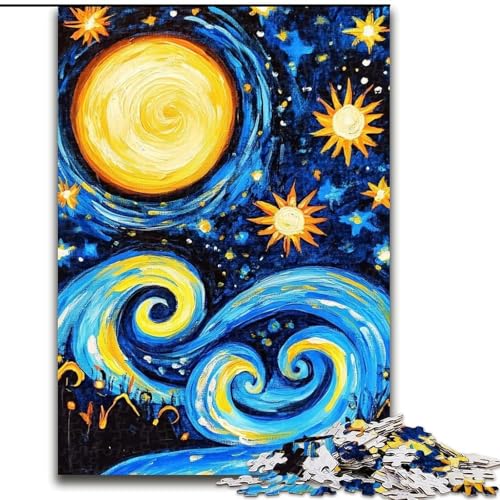 1000-teiliges Puzzle „Van Gogh Nachthimmel“, Holzpuzzle für Erwachsene, 26x38cm, anspruchsvolles DIY-Denkspiel für Teenager 1000-teiliges Puzzle „Van Gogh Nachthimmel“, Holzpuzzle für Erwachsene, 26x38cm, anspruchsvolles DIY-Denkspiel für Teenager von ZKYUBEK