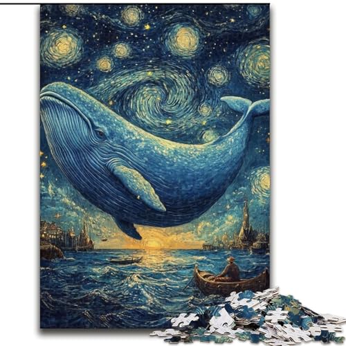 1000-teiliges Puzzle „Wale im Nachthimmel“, Holzpuzzle, 26x38cm, Denksportaufgabe, interaktives Familienspiel, geeignet für Kinder ab 14 Jahren 1000-teiliges Puzzle „Wale im Nachthimmel“, Holzpuzzle, 26x38cm, Denksportaufgabe, interaktives Familienspiel, geeignet für Kinder ab 14 Jahren von ZKYUBEK