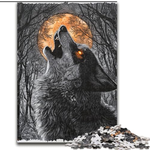 1000-teiliges Puzzle „Wolf unter dem Mond“, Holzpuzzle, 26x38cm, Denksportaufgabe, interaktives Familienspiel, geeignet für Kinder ab 14 Jahren 1000-teiliges Puzzle „Wolf unter dem Mond“, Holzpuzzle, 26x38cm, Denksportaufgabe, interaktives Familienspiel, geeignet für Kinder ab 14 Jahren von ZKYUBEK