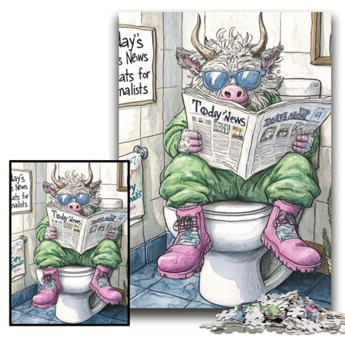 1000-teiliges Puzzle „Yak Go Toilet“, Papppuzzle für Erwachsene, 26x38cm, für Heimdekoration, Gehirntraining von ZKYUBEK