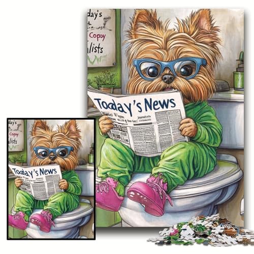 1000-teiliges Puzzle „Yorkshire Terrier Go Toilet“, schwierige Puzzles für Erwachsene, 50x75cm, perfekt als Geburtstags-, Weihnachts 1000-teiliges Puzzle „Yorkshire Terrier Go Toilet“, schwierige Puzzles für Erwachsene, 50x75cm, perfekt als Geburtstags-, Weihnachts von ZKYUBEK