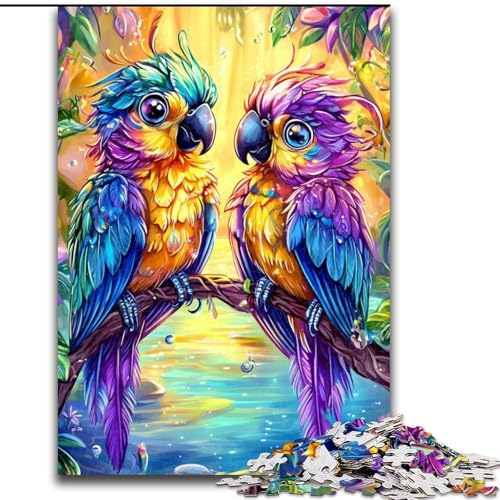 1000-teiliges Puzzle „Zwei Papageien“ für Erwachsene, 26x38cm, Teenager, Paare und Freunde zum Geburtstag, zu Weihnachten von ZKYUBEK