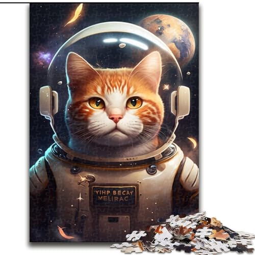 1000-teiliges Puzzle Astronaut, orange Katze, Holzpuzzle, Größe 50x75cm, anspruchsvolles Denkspiel – entspannendes Spielzeug für Teenager von ZKYUBEK
