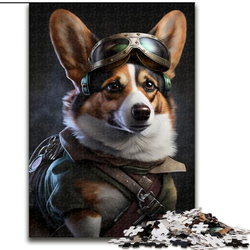 1000-teiliges Puzzle Aviator Corgi aus Karton, Größe 26x38cm, anspruchsvolles Denkspiel – entspannendes Spielzeug für Teenager von ZKYUBEK