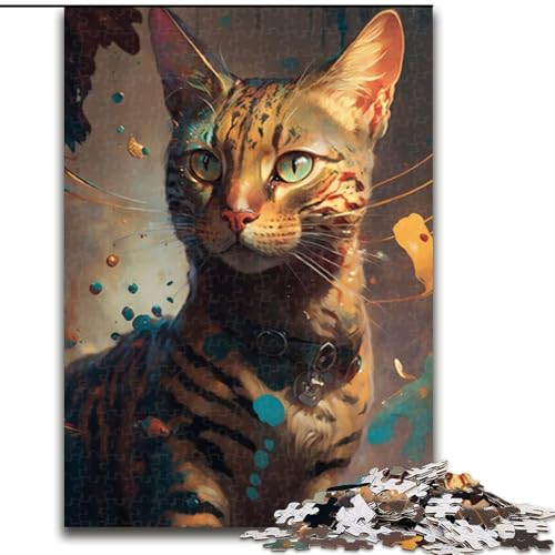 1000-teiliges Puzzle Bengalkatzen-Gemälde, anspruchsvolle Puzzles, Größe 26x38cm, anspruchsvolles Denkspiel – entspannendes Spielzeug für Teenager von ZKYUBEK