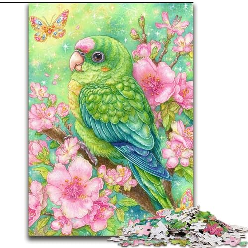 1000-teiliges Puzzle Blumenpapagei Holzpuzzle 50x75cm, anspruchsvolles Denkspiel – entspannendes Spielzeug für Teenager von ZKYUBEK