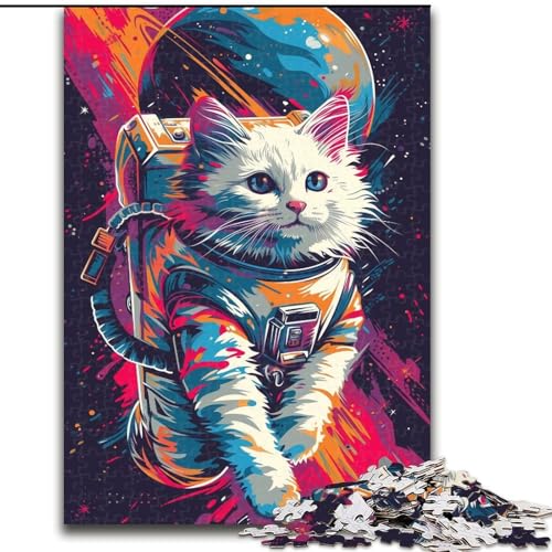 1000-teiliges Puzzle Bunte Astronautenkatze, Karton-Puzzle, Größe 26x38cm, anspruchsvolles Denkspiel – entspannendes Spielzeug für Teenager von ZKYUBEK