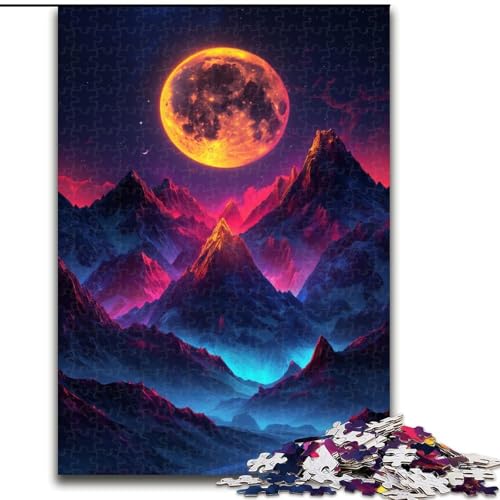 1000-teiliges Puzzle Bunte Berge bei Nacht, Holzpuzzle, Größe 50x75cm, anspruchsvolles Denkspiel – entspannendes Spielzeug für Teenager von ZKYUBEK