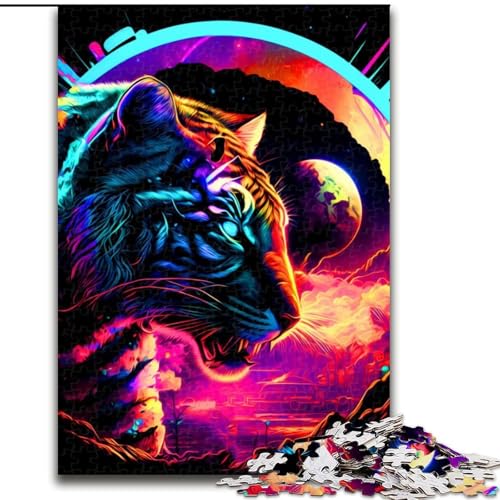 1000-teiliges Puzzle Bunter Tiger, anspruchsvolle Puzzles, Größe 26x38cm, anspruchsvolles Denkspiel – entspannendes Spielzeug für Teenager von ZKYUBEK