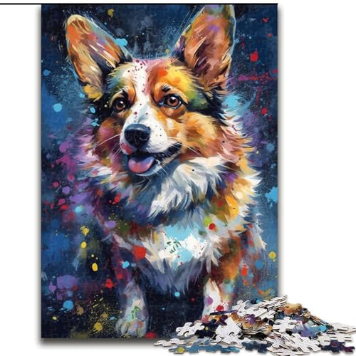 1000-teiliges Puzzle Corgi-Hund malen, anspruchsvolle Puzzles, Größe 26x38cm, anspruchsvolles Denkspiel – entspannendes Spielzeug für Teenager von ZKYUBEK