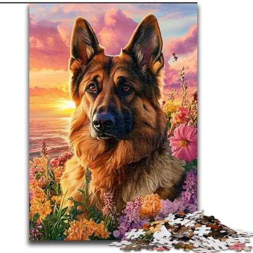 1000-teiliges Puzzle Deutscher Schäferhund, 1000 Teile, für Erwachsene, anspruchsvolles Denkspiel für Jugendliche und Familien, 50x75cm von ZKYUBEK