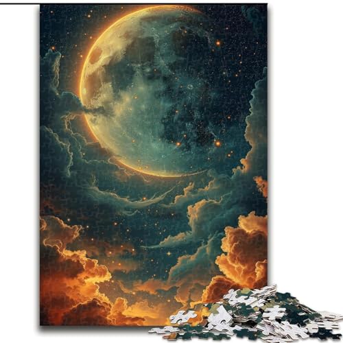 1000-teiliges Puzzle Fantasie-Mond und Wolken, Holzpuzzle, Größe 50x75cm, anspruchsvolles Denkspiel – entspannendes Spielzeug für Teenager von ZKYUBEK