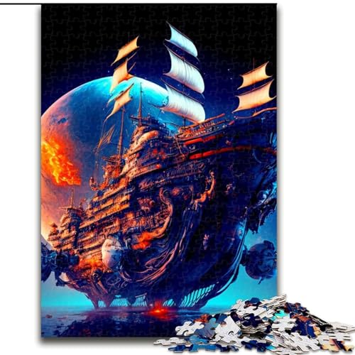 1000-teiliges Puzzle Fantasieschiff aus Karton, Größe 26x38cm, Denkspiel, interaktives Familienspiel, geeignet für Kinder ab 14 Jahren von ZKYUBEK