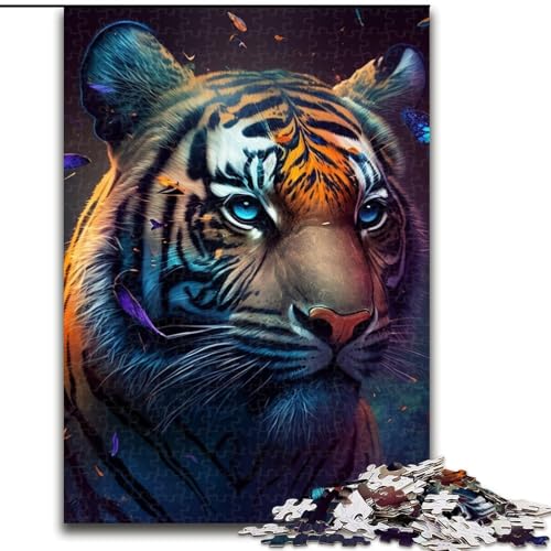1000-teiliges Puzzle Fantasy Tiger, Größe 26x38cm, anspruchsvolles Denkspiel für Teenager, unterhaltsames interaktives Spiel für die ganze Familie von ZKYUBEK